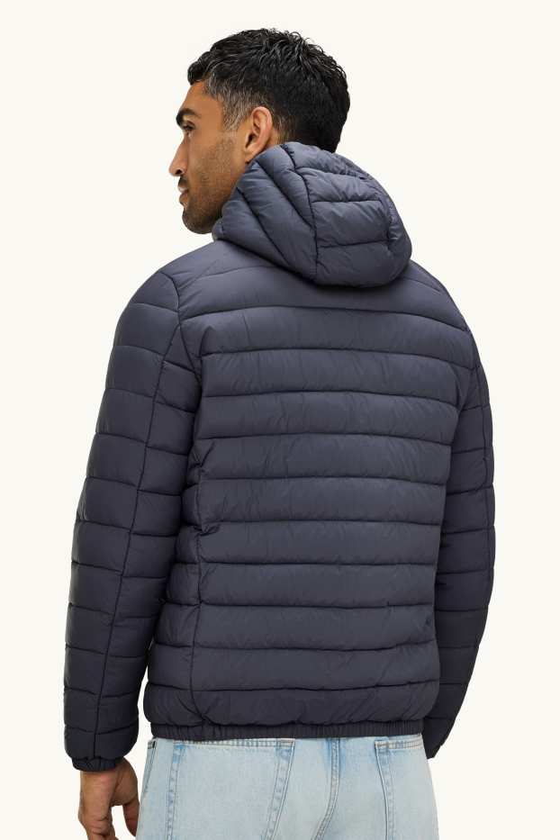 Herren - Steppjacke mit Kapuze - dunkelgrau