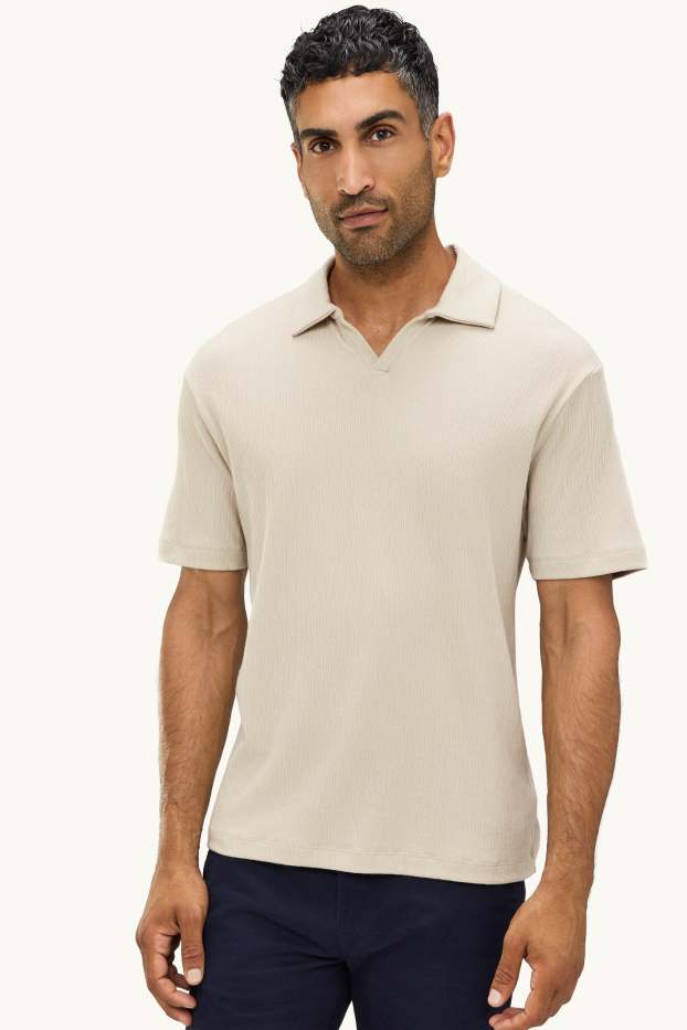 Pánské - Polokošile - relaxed fit - béžová