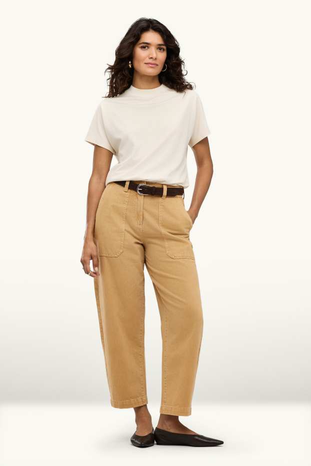 Damen - Barrel Jeans - High Waist - beige
