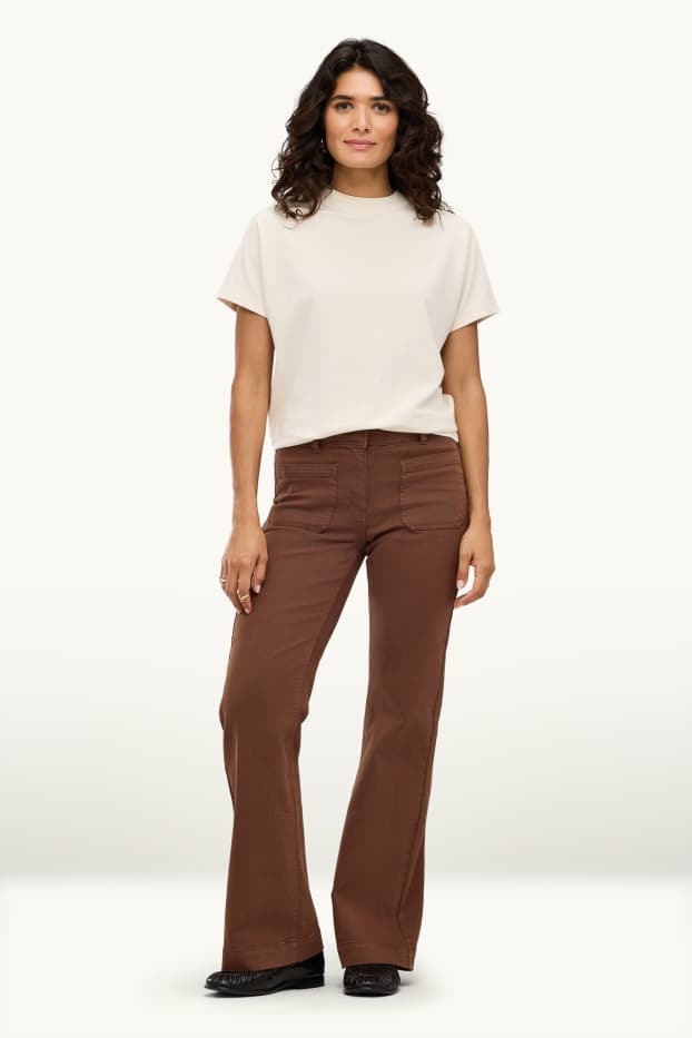 Damen - Flared Jeans - Mid Waist - braun