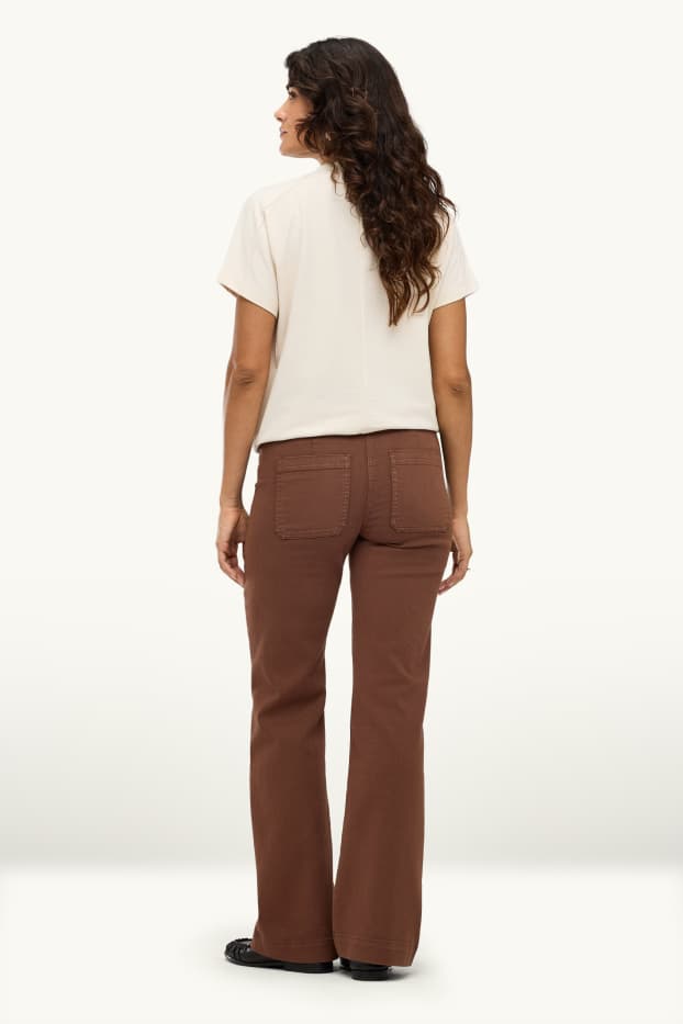 Damen - Flared Jeans - Mid Waist - braun