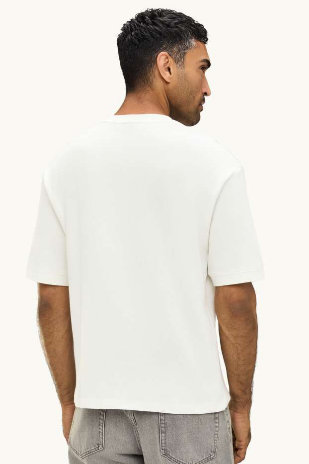Hommes - T-shirt - Oversize - finition côtelée - blanc
