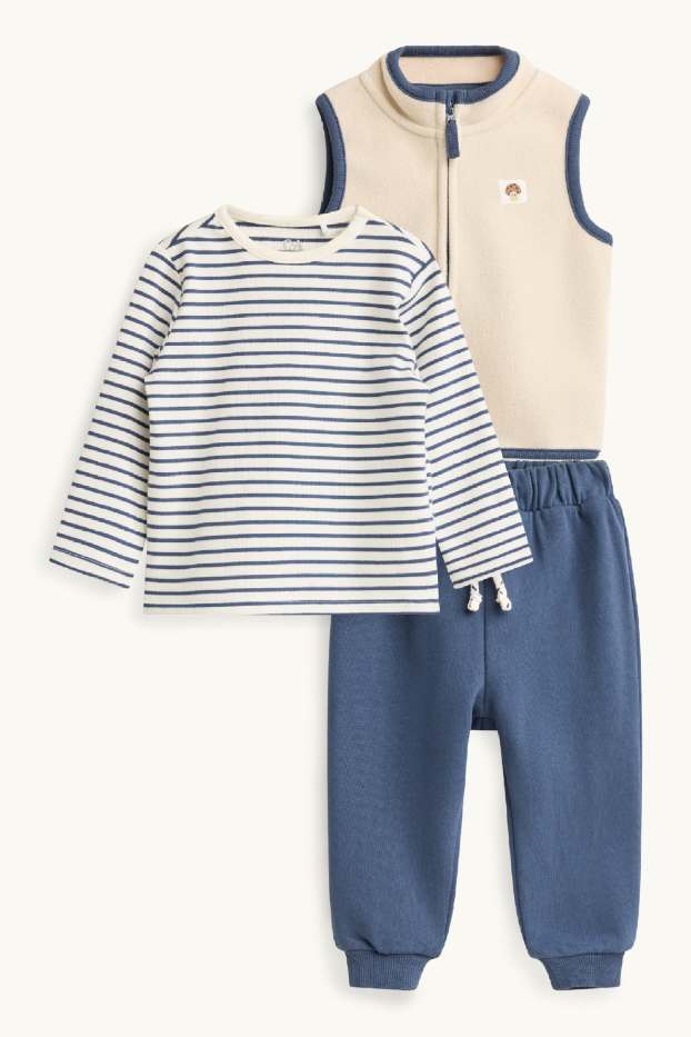 Baby Buben - Baby-Outfit - 3 teilig - blau  / beige