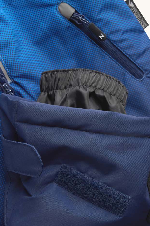 Enfants garçons - Combinaison de ski avec capuche - doublée - imperméable - à motif - bleu