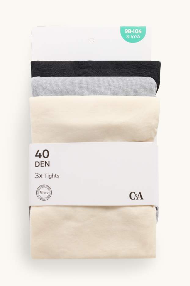 Nena - Paquet de 3 - mitges fines - 40 DEN - negre/gris