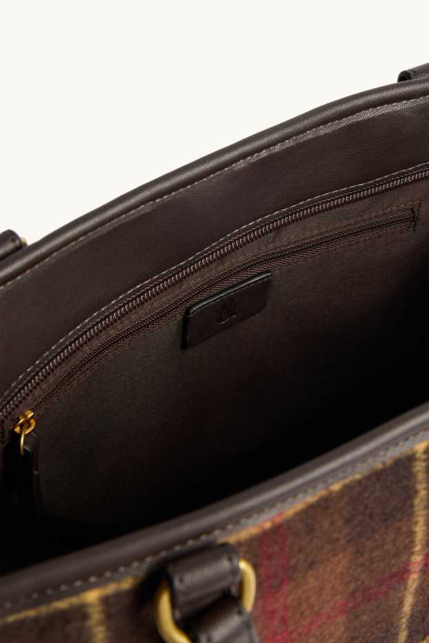 Damen - Großer Shopper - kariert - braun