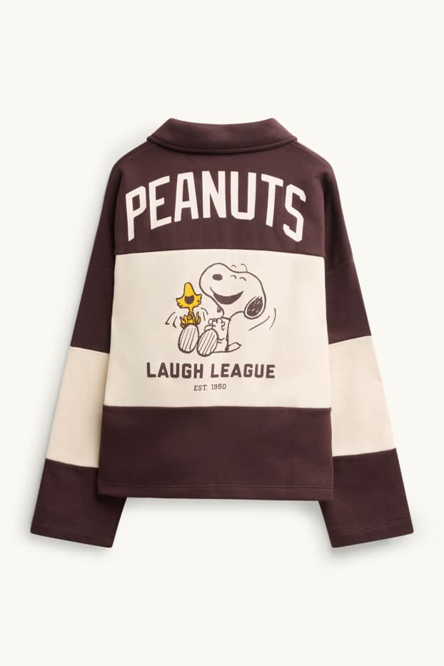 Dámské - Mikina - pruhovaná - Peanuts - hnědá / krémově bílá