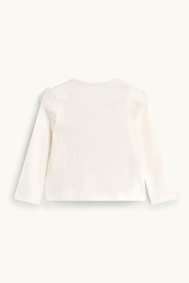 Bambine - Halloween - bambina, fantasma - maglia a maniche lunghe - effetto brillante - bianco crema