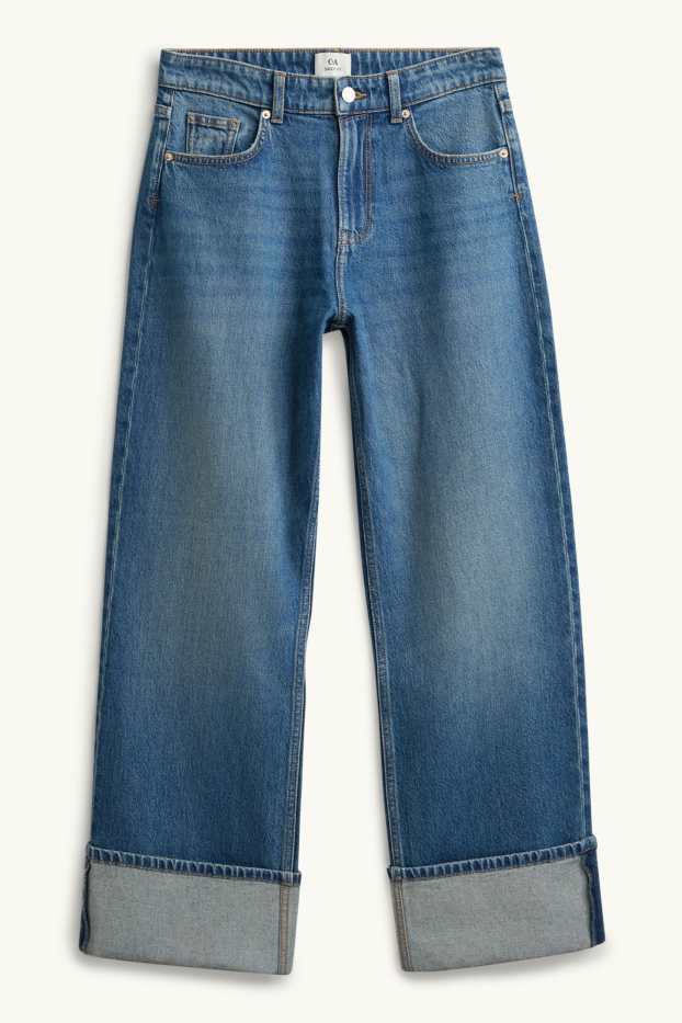 Damen - Baggy Jeans - Mid Waist - jeansblau
