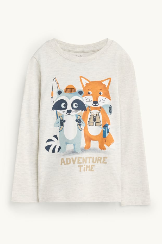 Kinder Buben - Fuchs und Waschbär - Set - Langarmshirt und Hemd - 2 teilig - dunkelblau