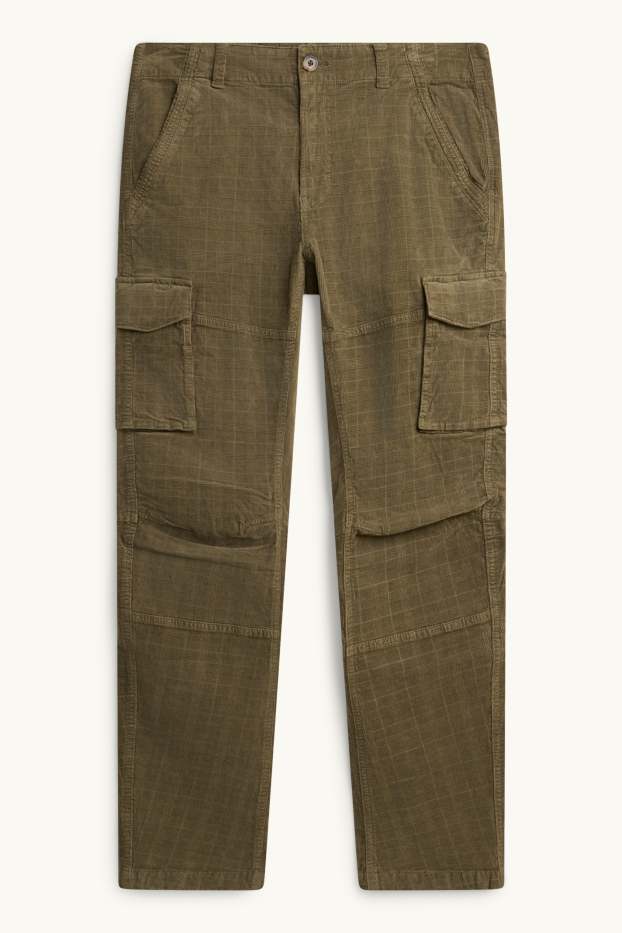 Men - Corduroy trousers - straight fit - dark green
