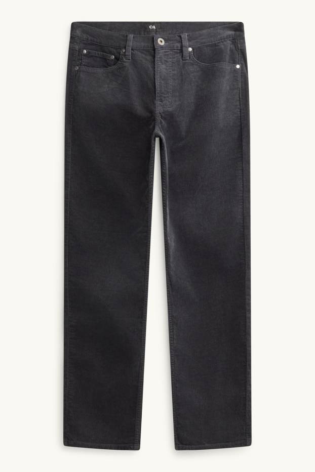 Men - Corduroy trousers - straight fit - denim-dark gray