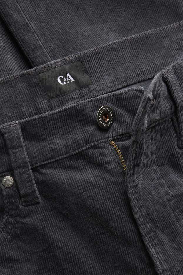 Men - Corduroy trousers - straight fit - denim-dark gray