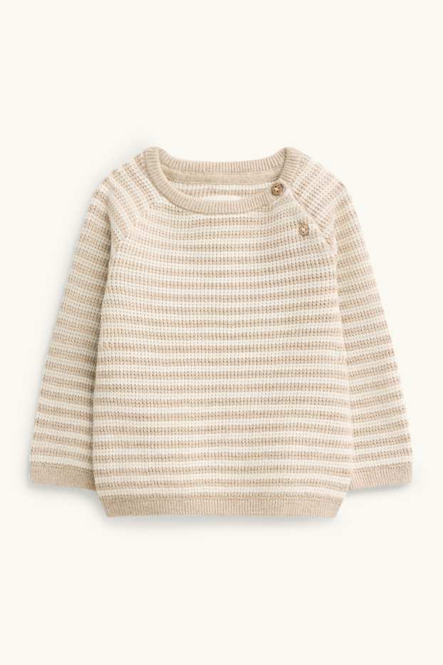 Unisex - Baby-Pullover - gestreift - beige