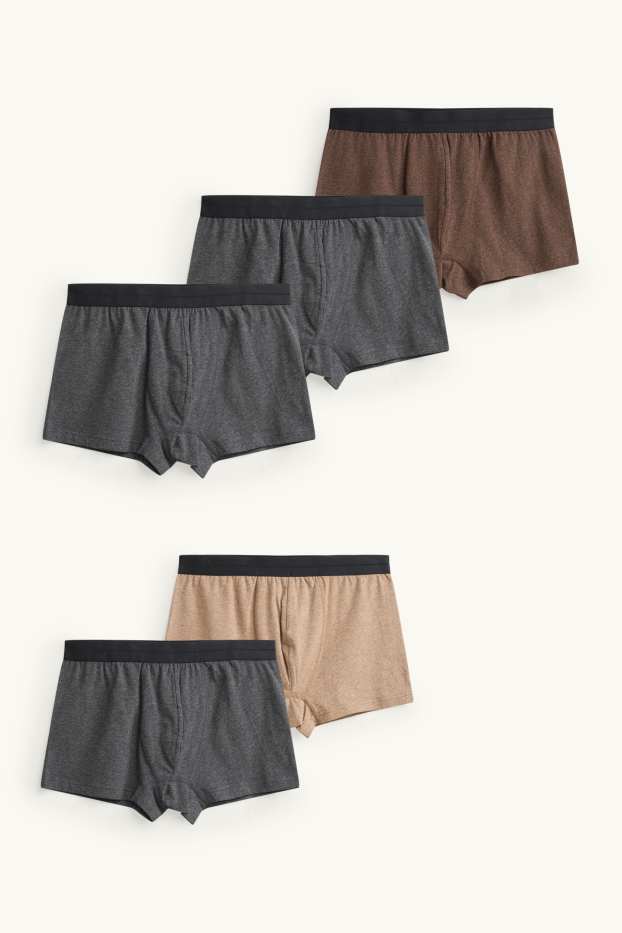 Herren - Multipack 5er - Trunks - grau / braun