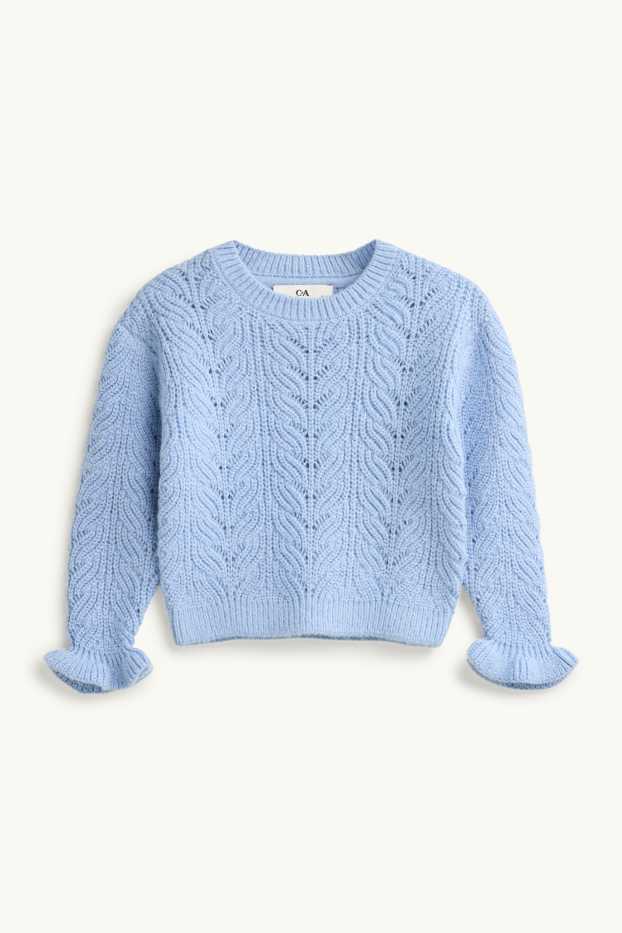 Enfants filles - Pull - motif tressé - bleu clair