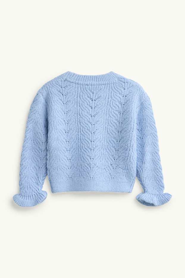 Enfants filles - Pull - motif tressé - bleu clair