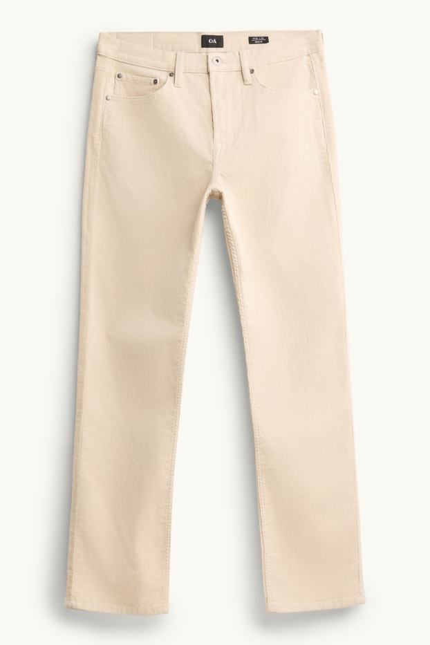 Bărbați - Pantaloni din catifea reiată - straight fit - bej deschis