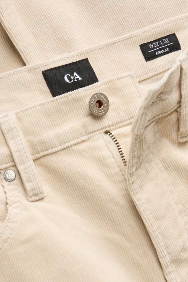 Bărbați - Pantaloni din catifea reiată - straight fit - bej deschis