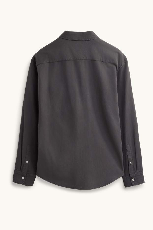 Hommes - Chemise - relaxed fit - col kent - gris foncé