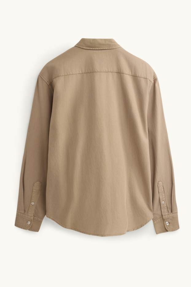 Hommes - Chemise - relaxed fit - col kent - beige