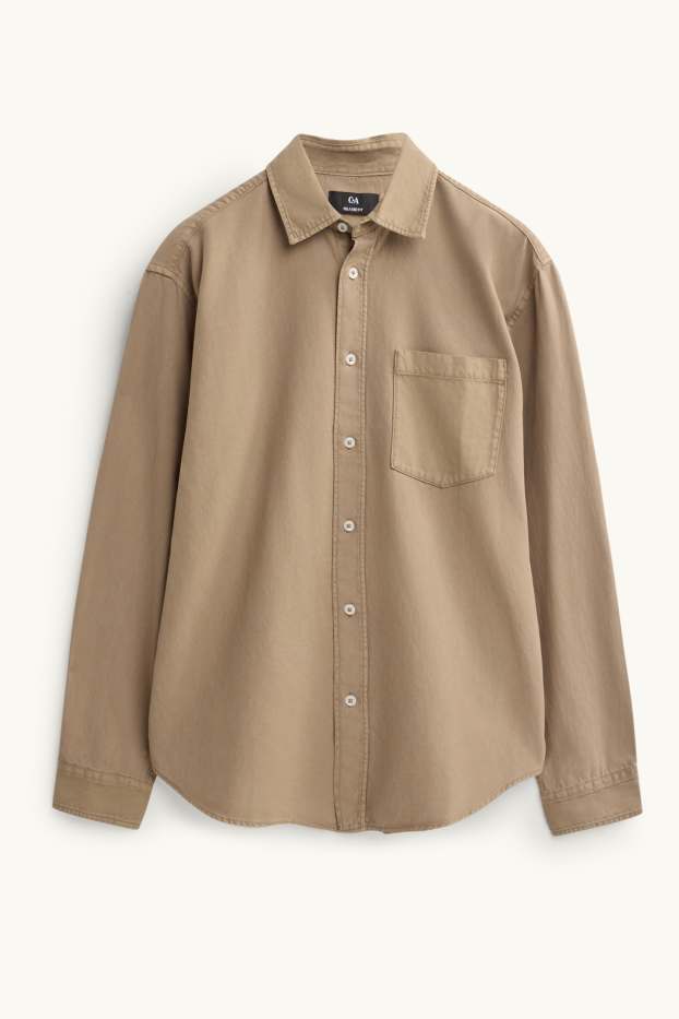 Hommes - Chemise - relaxed fit - col kent - beige