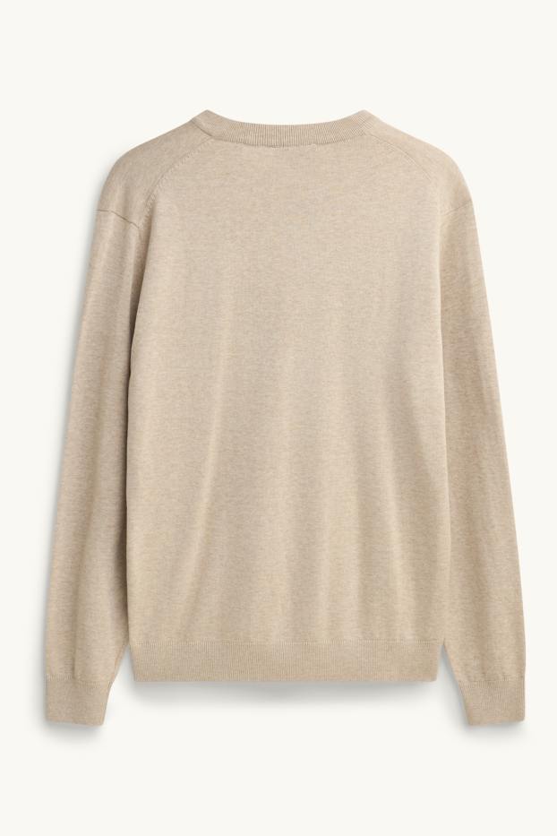 Men - V-neck jumper - sand-coloured