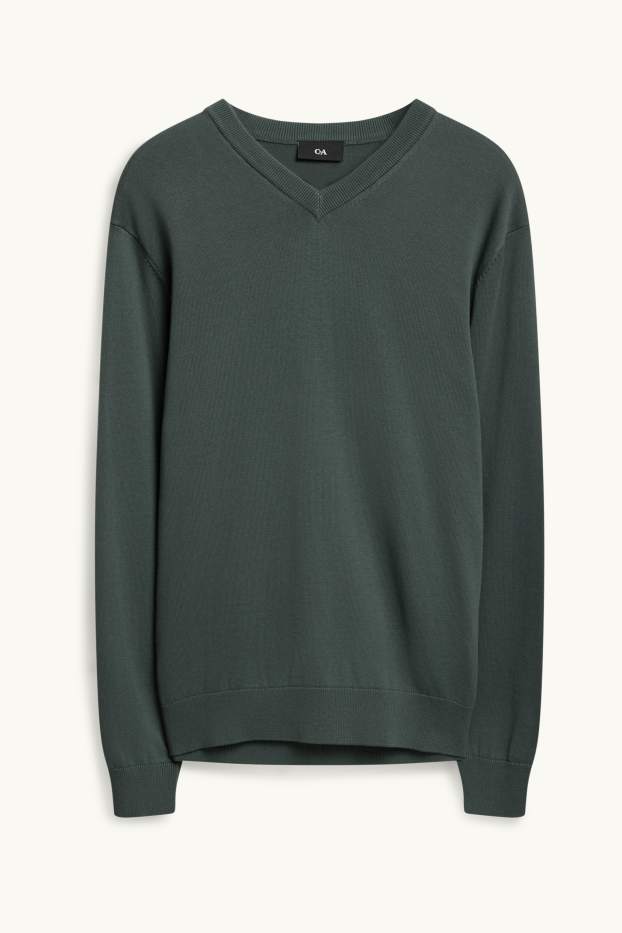 Men - V-neck jumper - green