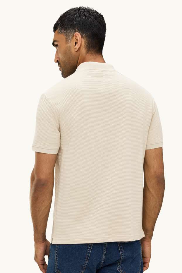 Men - Polo shirt - regular fit - ribbed - creme