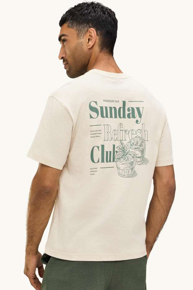 Hommes - T-shirt - relaxed fit - crème