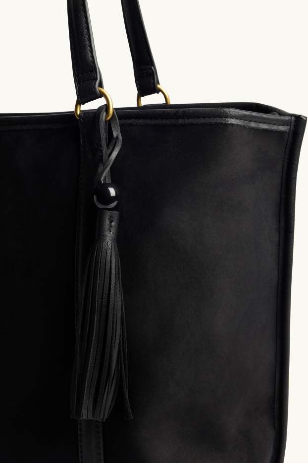 Women - Large shopper - faux suede - black