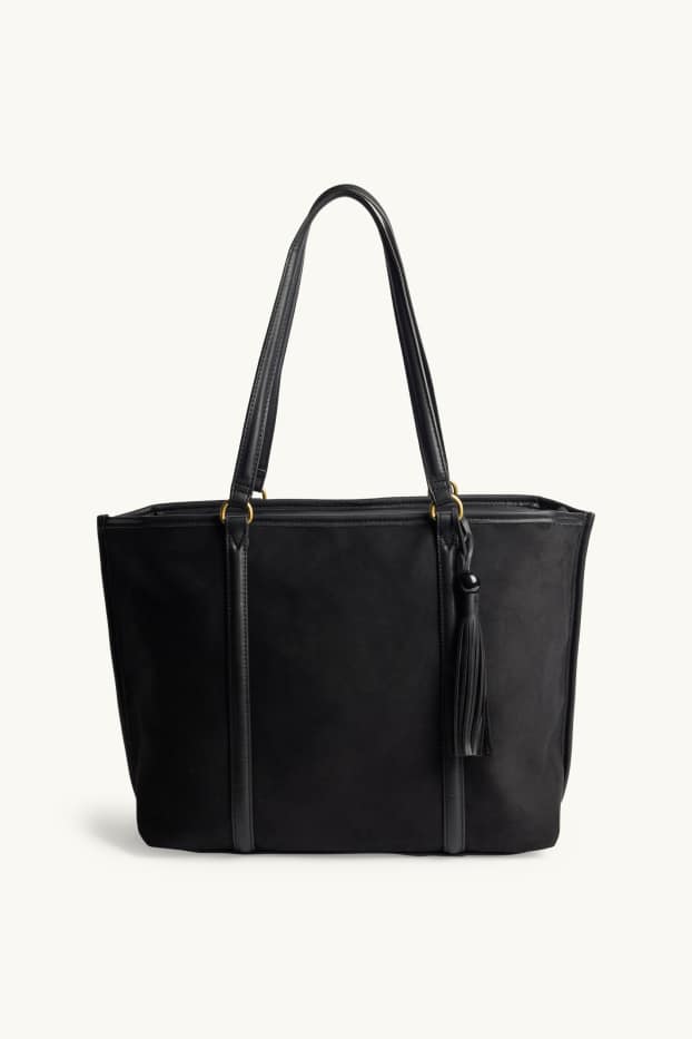 Women - Large shopper - faux suede - black