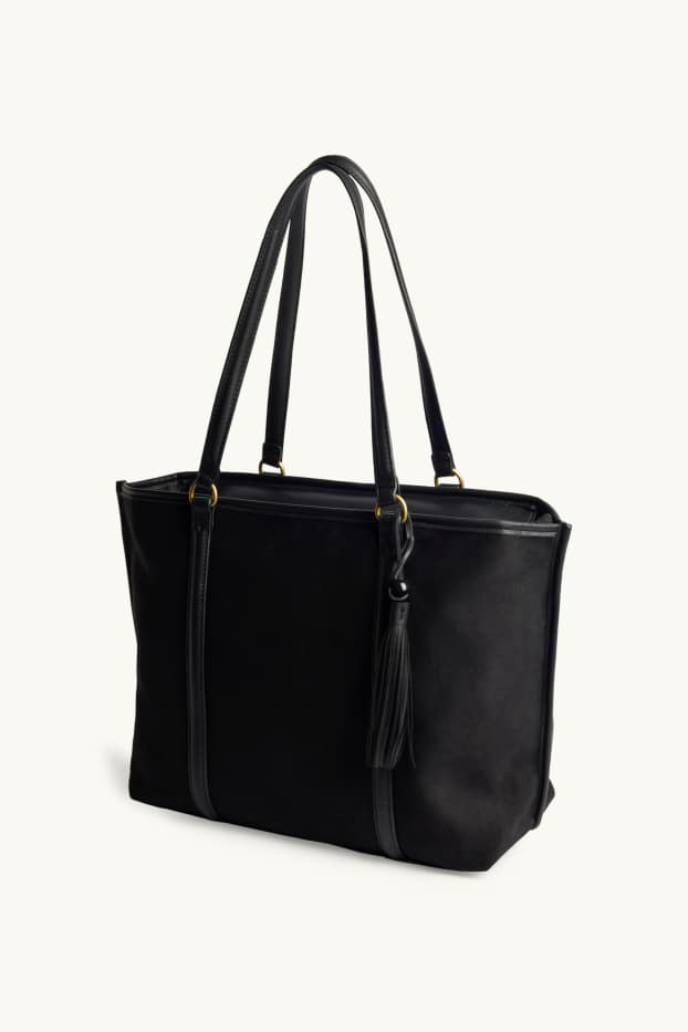 Women - Large shopper - faux suede - black