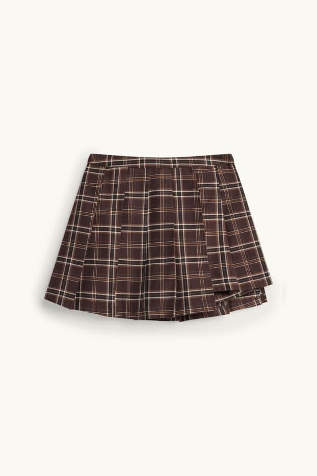 Dona - Faldilla pantaló - de quadres - marró / blanc trencat