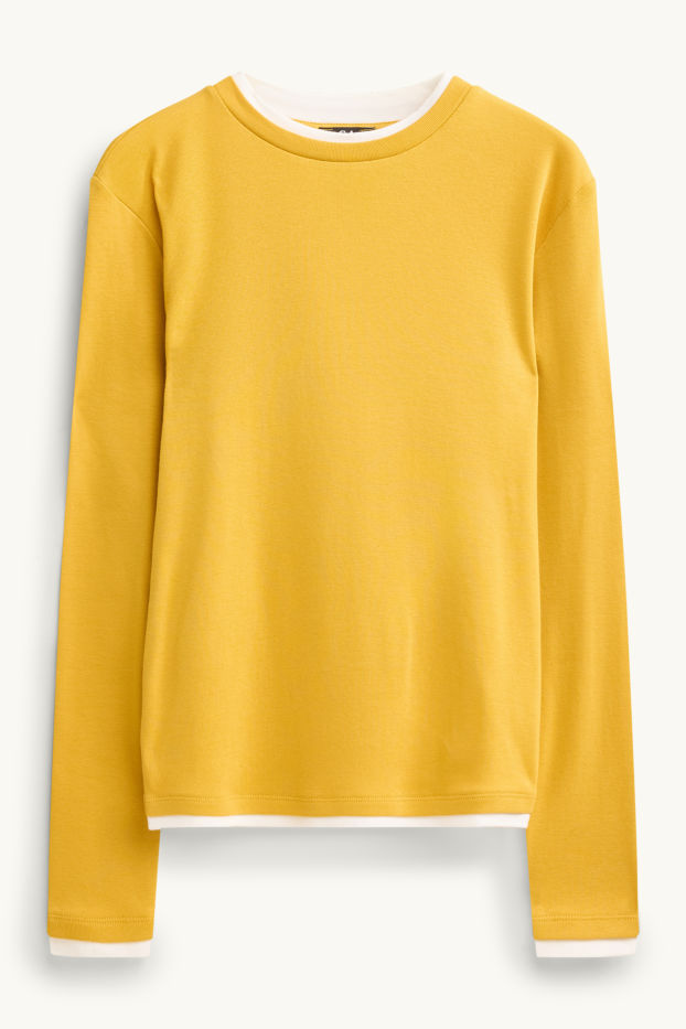 Dames - Longsleeve - regular fit - 2-in-1-look - geel