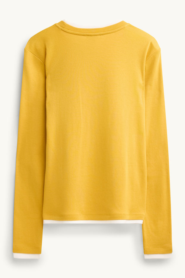 Dames - Longsleeve - regular fit - 2-in-1-look - geel