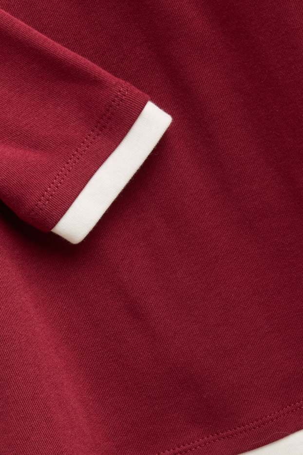Dames - Longsleeve - regular fit - 2-in-1-look - rood / wit