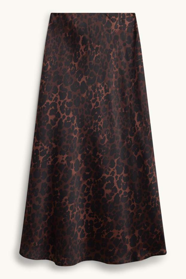 Femmes - Jupe en satin - imprimé léopard - marron