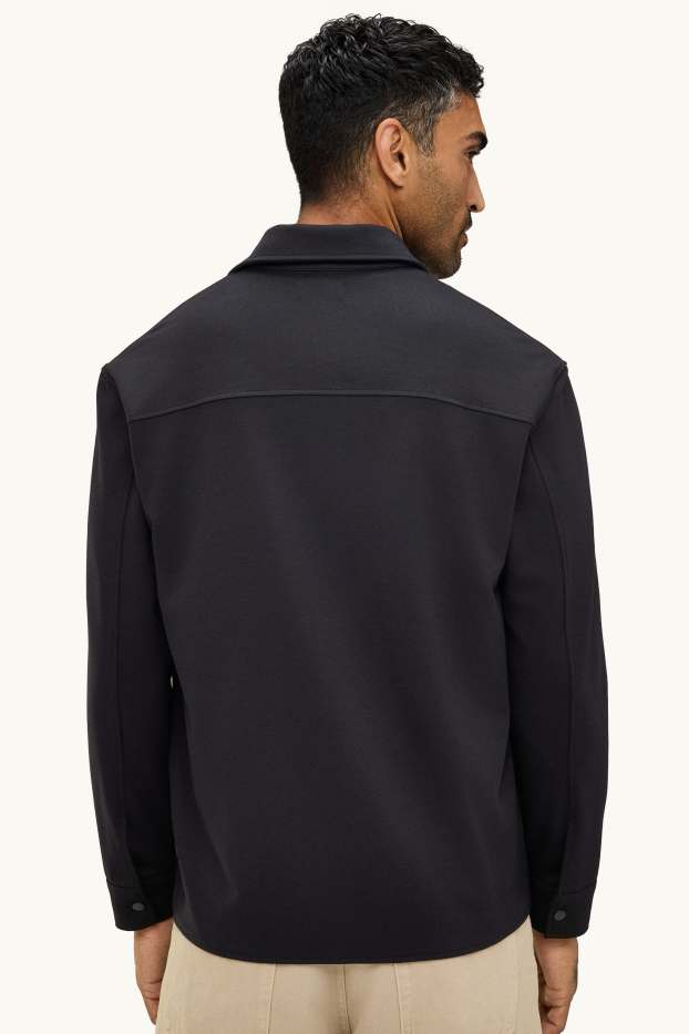 Hommes - Veste-chemise - relaxed fit - col kent - noir