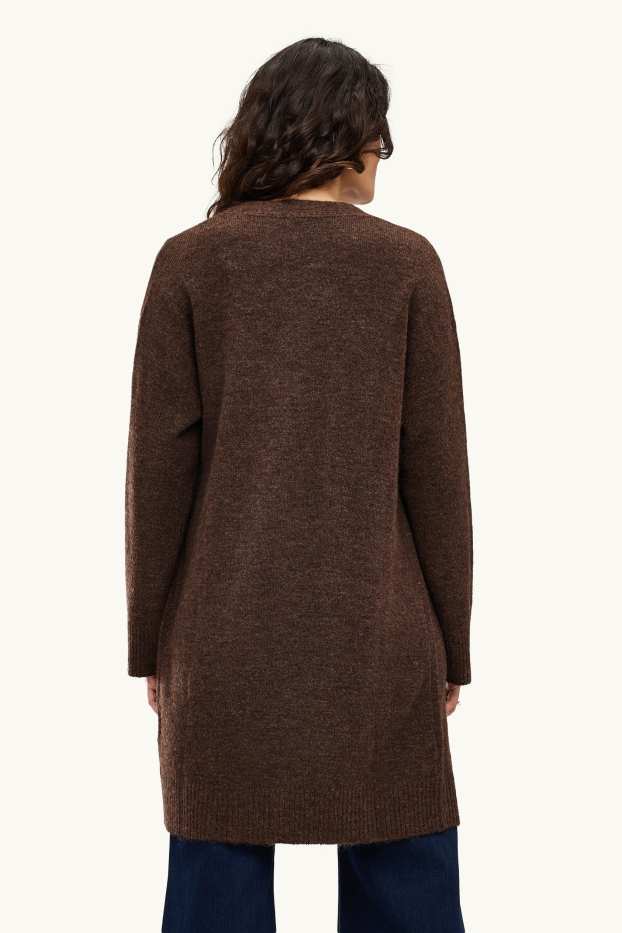 Femmes - Gilet long en maille - Cacao