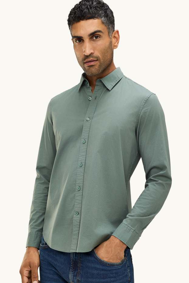 Hommes - Chemise - regular fit - col kent - vert