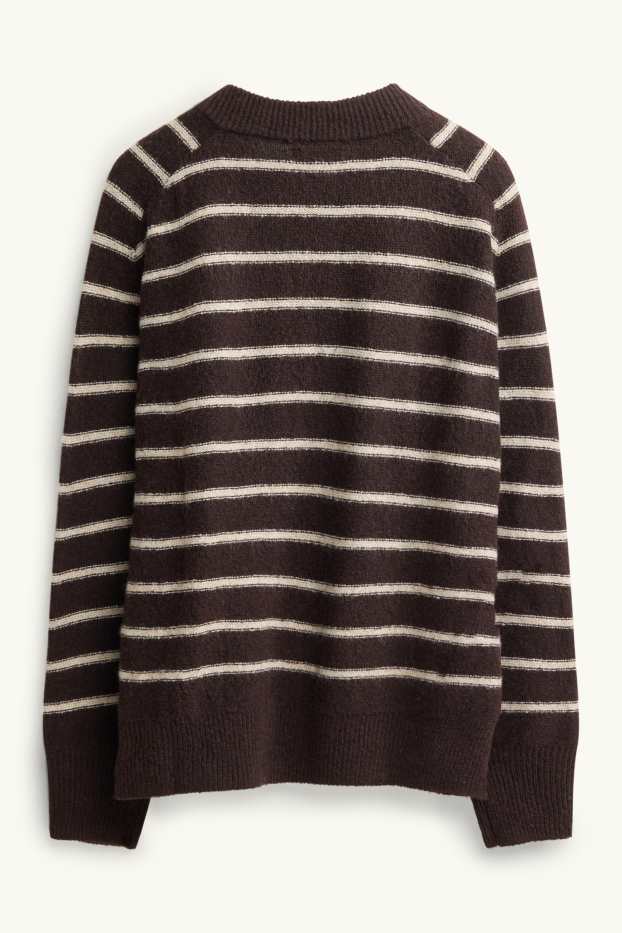 Damen - Pullover - gestreift - braun / cremeweiß