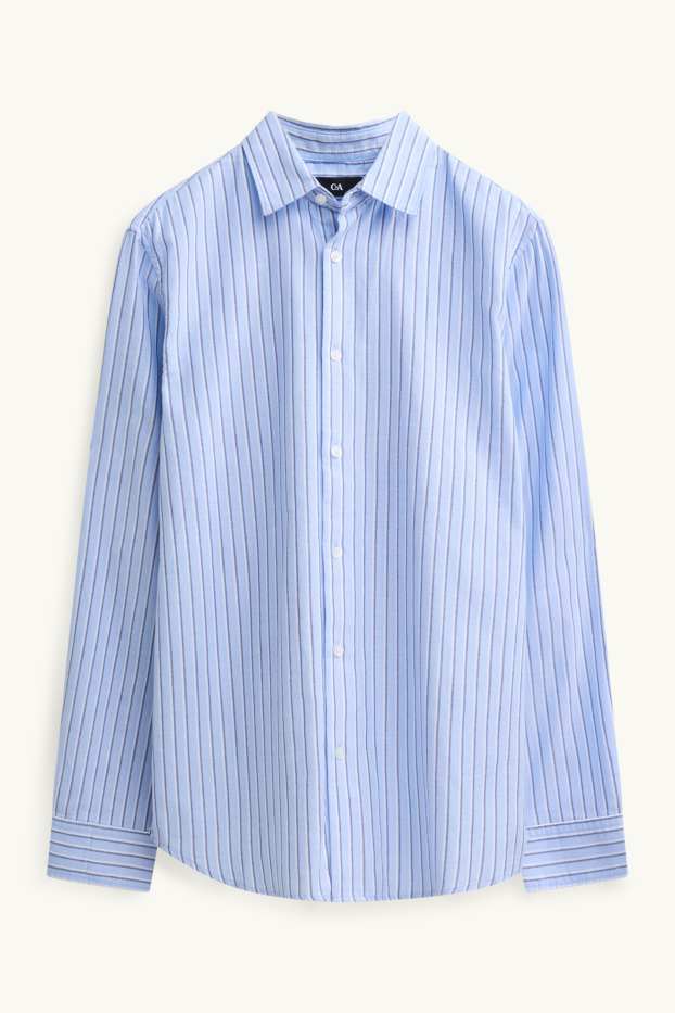 Hommes - Chemise - regular fit - col kent - à rayures - bleu clair