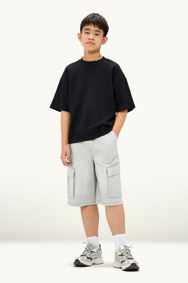 Children Boys - Denim Bermuda shorts - light gray