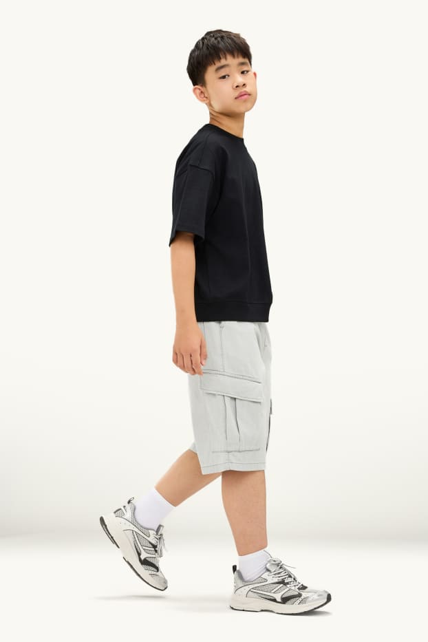 Children Boys - Denim Bermuda shorts - light gray
