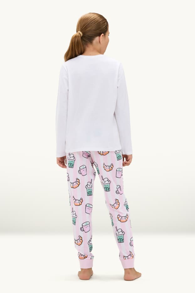 Children Girls - Multipack of 2 - breakfast - pyjamas - 4 piece - green / rose