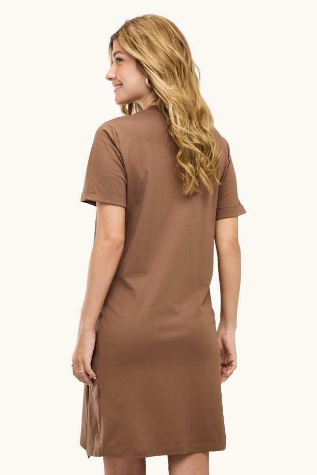 Women - Nursing T-shirt dress - light brown
