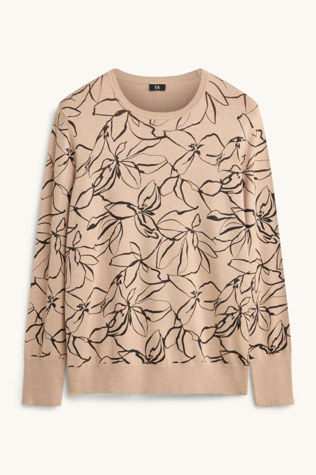 Women - Jumper - patterned - beige