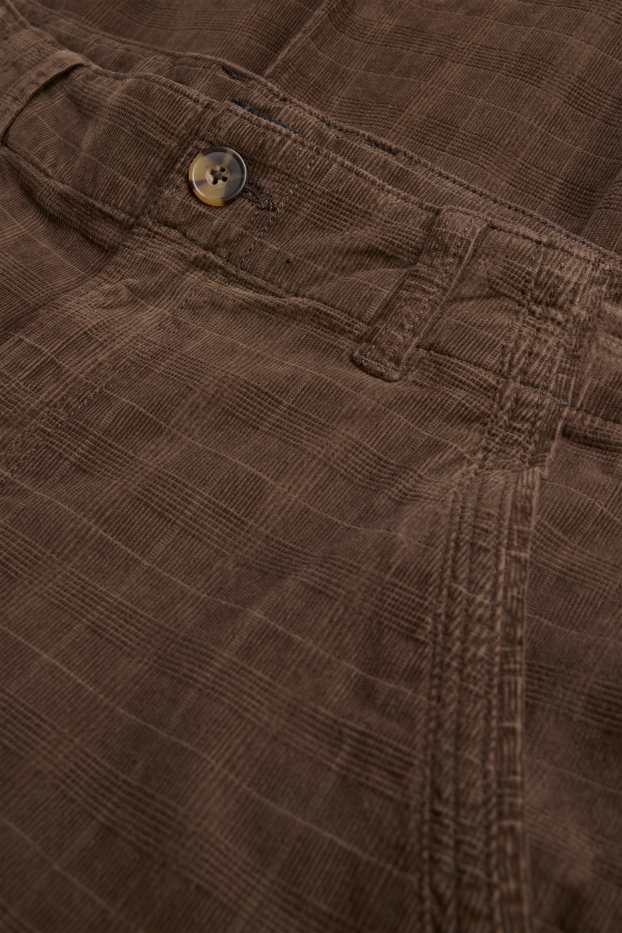 Men - Corduroy cargo trousers - tapered fit - textured - brown