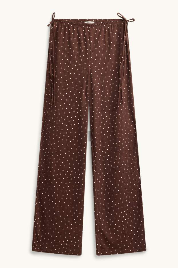 Dona - Pantalons de tela - mid waist - palazzo - de piquets - marró / blanc trencat